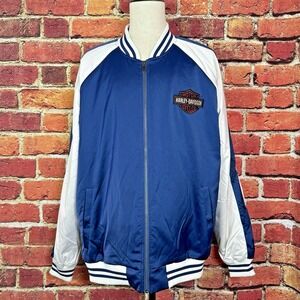 Harley Davidson Varsity Jacket Men's XXL Moto Club Milwaukee‎ Soft Shell Blue